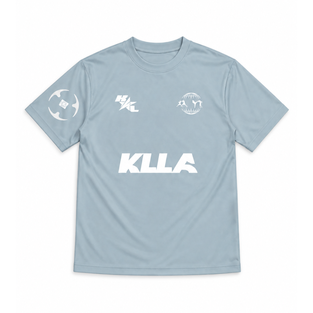 KLLA Origins Performance Tee – (Ice Blue/White)